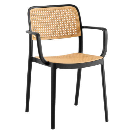 Stohovateľná stolička, čierna/béžová, RAVID TYP 2 Tempo Kondela