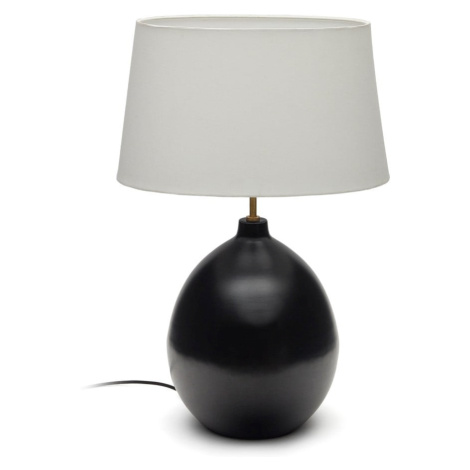 Čierno-biela stolová lampa s textilným tienidlom (výška 72 cm) Foixa – Kave Home