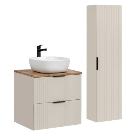 Kúpeľňová zostava Adele Cashmere so skrinkami a umývadlom 60 cm kašmírová/dub wotan Comad