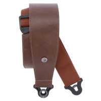 D'Addario Comfort Leather Auto Lock Guitar Strap Brown