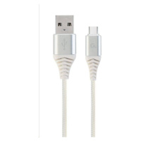 GEMBIRD CABLEXPERT USB 2.0 Kábel AM na typ C (AM/CM), 2 m, opletený, bielo-strieborný, blister, 