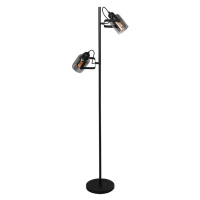 Stojacia lampa Fumoso, 2 svetlá, výška 143 cm, čierna/dymovo sivá