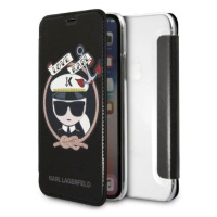 Púzdro Karl Lagerfeld iPhone X / Xs black bookcase Signature Glitter (KLFLBKPXKSB)