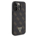 Guess PU Leather 4G Triangle Metal Logo Zadný Kryt pre iPhone 14 Pro Max Black