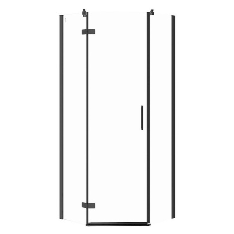 Cersanit Jota, 5-uhoľníkový sprchovací kút 80x80x195 cm, ľavé dvere, 6mm číre sklo, čierny profi