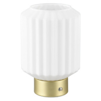 Stmievateľná LED stolová lampa v bielej a zlatej farbe so skleneným tienidlom (výška 19,5 cm) Lo
