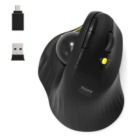 PORT bezdrátová ergonomická myš ERGONOMIC TRACKBALL, 2,4 Ghz & Bluetooth, USB-A/C, černá