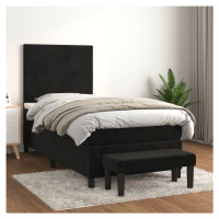 vidaXL Posteľný rám boxspring s matracom čierny 90x190 cm zamat