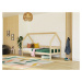 Benlemi Detská posteľ domček FENCE 2v1 z dreva so zábranou Zvoľte farbu: Biela, Zvoľte rozmer: 1