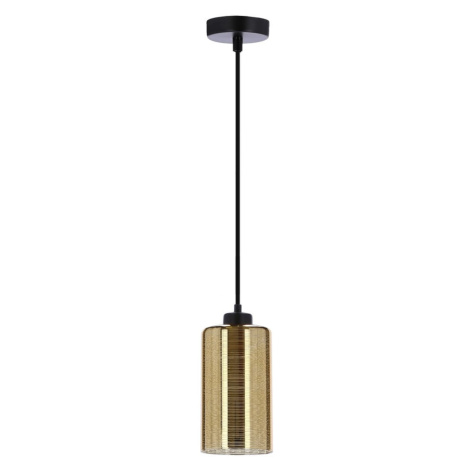 Závesné svietidlo so skleneným tienidlom v čierno-zlatej farbe Cox – Candellux Lighting