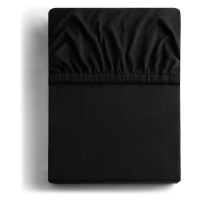 Čierna elastická bavlnená plachta DecoKing Amber Collection, 200/220 x 200 cm