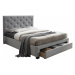 Moderná posteľ s úložným priestorom, sivá látka, 160x200, SANTOLA