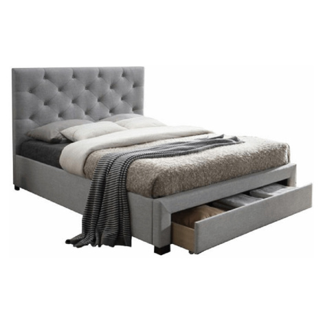 Moderná posteľ s úložným priestorom, sivá látka, 160x200, SANTOLA Tempo Kondela