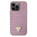 Guess Rhinestones Triangle Metal Logo Kryt pre iPhone 14 Pro Max Pink