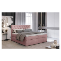 NABBI Liborn 160 čalúnená manželská posteľ s úložným priestorom ružová