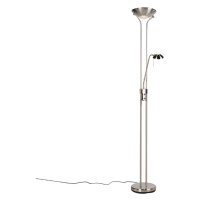 Podlahová lampa z ocele s lampou na čítanie vrátane LED a stmievača - Diva 2
