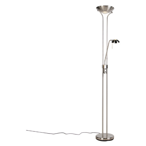 Podlahová lampa z ocele s lampou na čítanie vrátane LED a stmievača - Diva 2 QAZQA