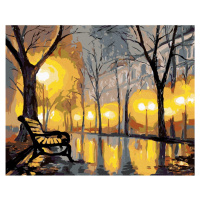 Diamantové maľovanie - JESENNÝ PARK A LAVIČKA Rámovanie: vypnuté plátno na rám, Rozmer: 40x50 cm