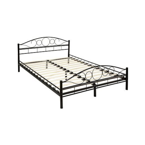 Tectake Kovová posteľ dvojlôžková Romance vrátane lamelových roštov, čierna/čierna