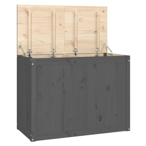 vidaXL Kôš na bielizeň sivý 88,5x44x66 cm masívna borovica