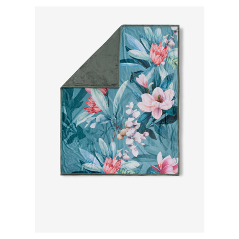 Modrý kvetovaný pléd Descanso 130 x 160 cm