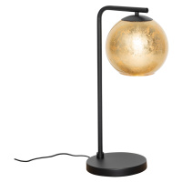Dizajnová stolná lampa čierna so zlatým sklom - Bert