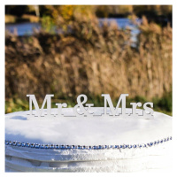 Drevený svadobný zápich do torty - nápis MR & MRS