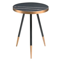 Estila Art-deco okrúhly príručný stolík Forma Moderna čierny mramor 56cm