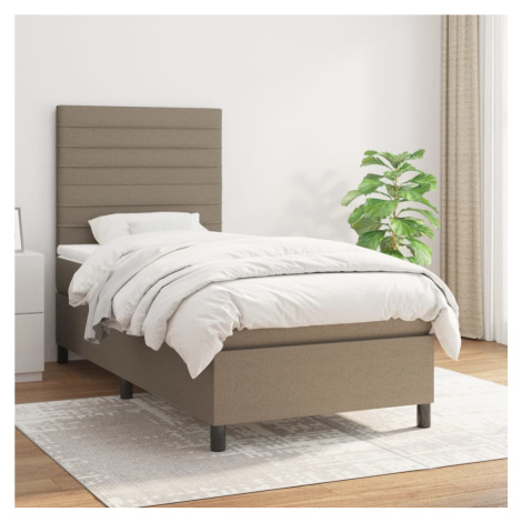 vidaXL Posteľný rám boxspring s matracom sivohnedý 90x190 cm látka