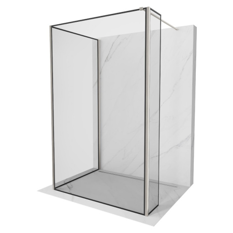 MEXEN/S - Kioto Sprchová zástena WALK-IN 120 x 110 x 30 cm, čierny vzor, nikel kefovaná 800-120-