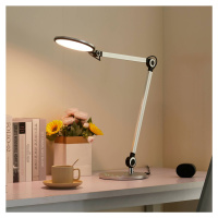 Stolná LED lampa Lindby Nyxaris, strieborná, kov, CCT, 50 cm