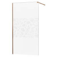 MEXEN/S - KIOTO Sprchová zástena WALK-IN 90x200 cm 8 mm, růžové zlato, biely vzor 800-090-101-60