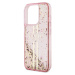 Guess PC/TPU Liquid Glitter Gold Stripe Zadný Kryt pre iPhone 15 Pro Pink