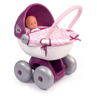Hlboký kočík s textilom Violette Baby Nurse Smoby s tichým chodom a ergonomickou 55 cm vysokou r