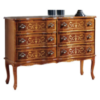Estila Luxusná rustikálna komoda Clasica z masívneho dreva so štestimi zásuvkami s ornamentálnym
