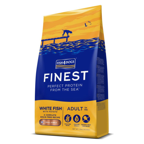 FISH4DOGS Granule malé pre dospelých psov Finest biela ryba so zemiakmi 12kg, 1+