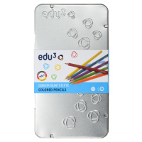 EDU3 Junior šesťhranné pastelky, tuha 4 mm, 12 farieb v kovovej krabičke