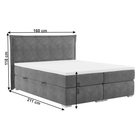 Boxspringová posteľ MEGAN 160 x 200 cm,Boxspringová posteľ MEGAN 160 x 200 cm Tempo Kondela