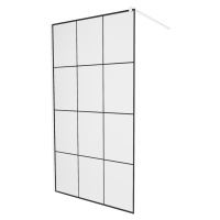 MEXEN/S - KIOTO Sprchová zástena WALK-IN 110 x 200, transparent/čierny vzor 8 mm, biela 800-110-
