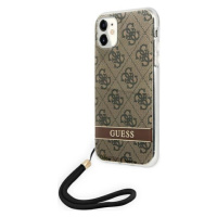 Plastové puzdro Guess na Apple iPhone 11 GUOHCN61H4STW Print 4G Cord hnedé