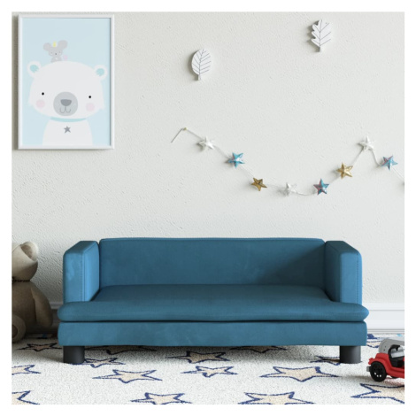 vidaXL Detská pohovka modrá 80x45x30 cm zamat