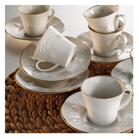 Sada 6 porcelánových šálok na kávu s tanierikom Kutahya Stitched Kütahya Porselen