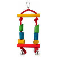 Hračka Bird Jewel hojdačka drevená s lanom farebná 25cm