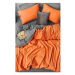 Oranžovo-sivé predĺžené štvordielne bavlnené obliečky na dvojlôžko s plachtou 200x220 cm – Mila 