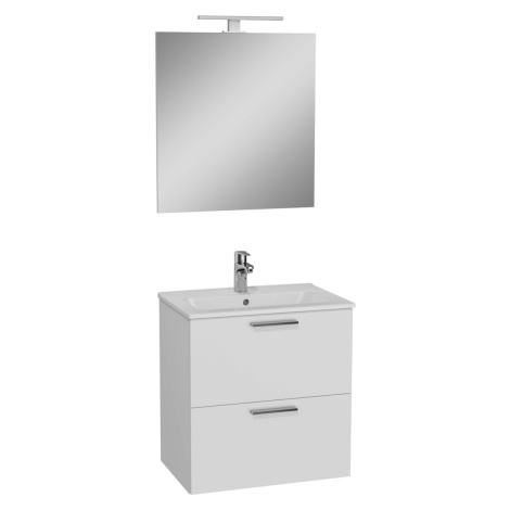 Kúpeľňová skrinka s umývadlom zrcadlem a osvětlením Vitra Mia 59x61x39,5 cm biela lesk MIASET60B