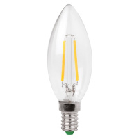 LED žiarovka E14 s 3W vláknom číra, teplá biela
