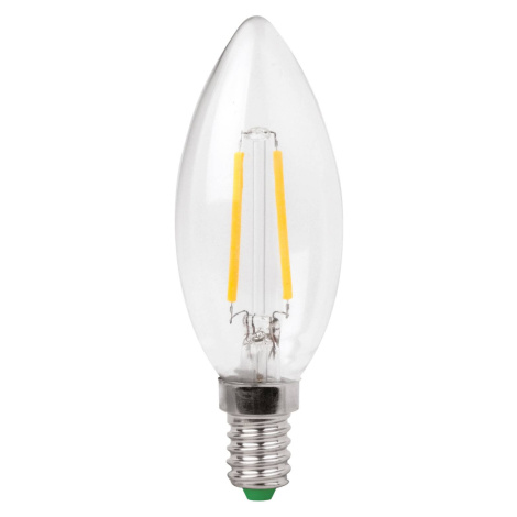 LED žiarovka E14 s 3W vláknom číra, teplá biela Megaman