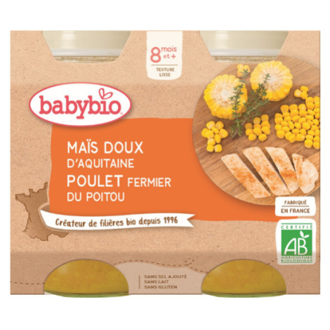 BABYBIO menu sladká kukurica s kuracím mäsom 2 x 200 g