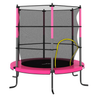 vidaXL Trampolína s bezpečnostnou sieťou okrúhla 140x160 cm ružová