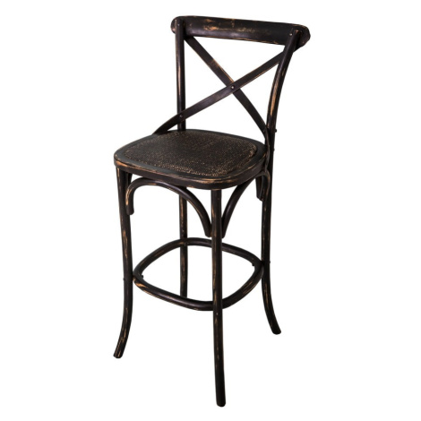 Čierna barová stolička z brestového dreva (výška sedadla 78 cm) – Antic Line